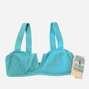 Roxy blue ribbed bikini top Size S